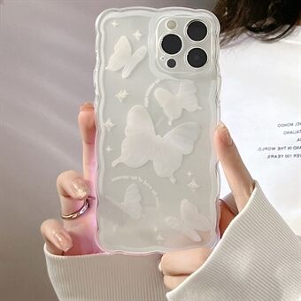 For iPhone 14 Pro Max Butterfly Pattern TPU Case Wavy Edge Protective Clear Phone Cover