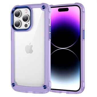 For iPhone 14 Pro Max Drop-proof Phone Case Skin-touch PC+TPU Clear Cover with Alloy Lens Frame