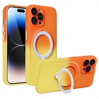 For iPhone 14 Pro Max Magnetic TPU Case Gradient Rotating Kickstand Phone Cover with Lens Protector