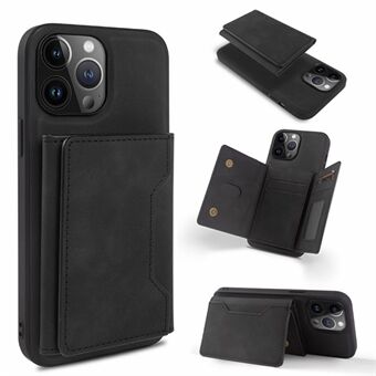 For iPhone 14 Pro Max Detachable Card Holder Phone Case Kickstand Leather Coated TPU Cover