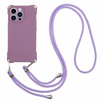 For iPhone 14 Pro Max Shockproof Four Corner Thickened TPU Phone Case with Hanging Rope