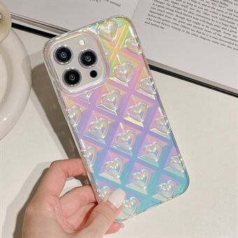 For iPhone 14 Pro Max Anti-Dust Phone Case Electroplating Colored Rhombus Heart TPU Phone Cover - Multi