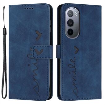 For Motorola Moto X30 Pro 5G / Edge 30 Ultra 5G Skin-touch Feeling Heart Shape Imprinted Phone Case Anti-fall PU Leather Wallet Stand Shell with Strap