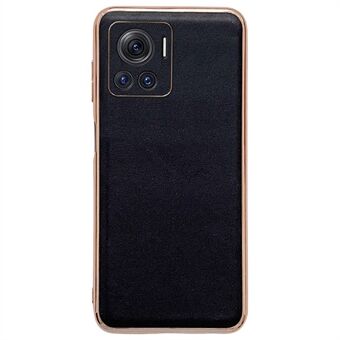 For Motorola Moto X30 Pro 5G / Edge 30 Ultra 5G Genuine Leather Shockproof Phone Case Electroplating Frame TPU+PC Hybrid Protective Cover