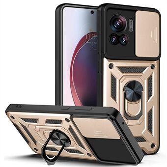 PC + TPU Phone Cover For Motorola Moto X30 Pro 5G / Edge 30 Ultra 5G Ring Kickstand Anti-fall Phone Case with Slide Camera Lid