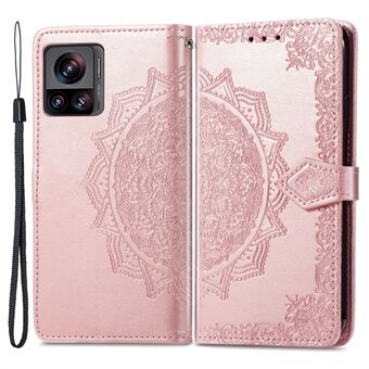 For Motorola Moto X30 Pro 5G / Edge 30 Ultra 5G Embossed Mandala Pattern PU Leather Phone Case Wallet Stand Phone Cover with Strap