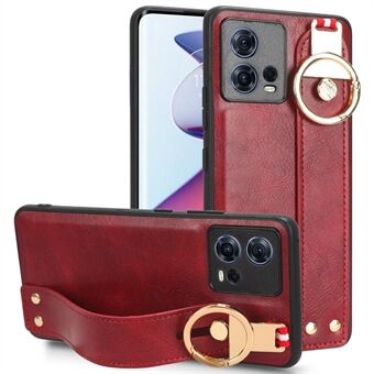 For Motorola Edge 30 Ultra 5G / Moto X30 Pro 5G Phone Case Leather Coated PC+TPU Wristband Kickstand Cover with Neck Strap