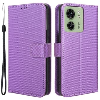 For Motorola Edge 40 5G Shockproof Wallet Phone Case Diamond Texture PU Leather Stand Cover