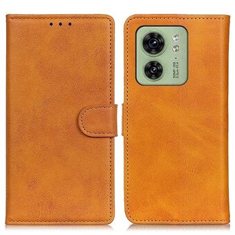 Phone Stand Case for Motorola Edge 40 5G , Wallet Function Cowhide Texture PU Leather+TPU Stand Cover