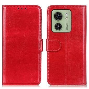 For Motorola Edge 40 5G Shockproof PU Leather Flip Cover Crazy Horse Texture Stand Wallet Phone Case