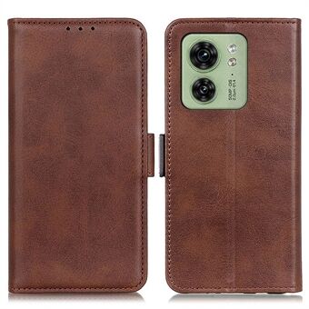 For Motorola Edge 40 5G Full Protection Phone Case PU Leather Wallet Stand Cowhide Texture Cover