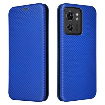 For Motorola Edge 40 5G PU Leather Carbon Fiber Texture Cover Stand Card Holders Magnetic Closure Phone Case