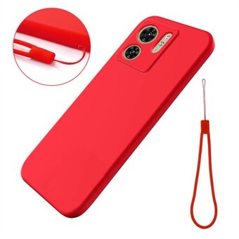 For Motorola Edge 40 5G Soft Lining Liquid Silicone Phone Case Anti-Scratch Cell Phone Cover with Strap