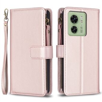 BF Style-19 for Motorola Edge 40 5G PU Leather Wallet Case Stand Anti-drop Cover with Zipper Pocket