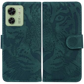 For Motorola Edge 40 5G Stand PU Leather Phone Cover Imprinted Tiger Phone Wallet Case