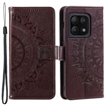 Imprinted Mandala Flower Stand Wallet Leather Cover PU Leather Full Protection Phone Case with Strap for OnePlus 10 Pro 5G