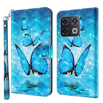 For OnePlus 10 Pro 5G PU Leather Case 3D Pattern Printing Wallet Stand Flip Cover with Wrist Strap