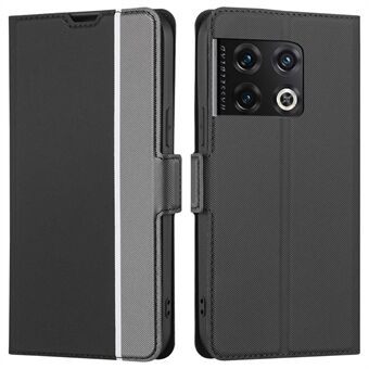 For OnePlus 10 Pro 5G Folio Flip Ultra-thin Twill Texture Phone Cover PU Leather Mobile Phone Case with Stand and Card Holder