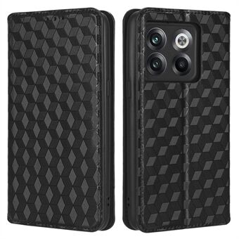 Wallet Cover for OnePlus 10T 5G / Ace Pro 5G, Flip PU Leather Stand Imprinting Rhombus Pattern Phone Case