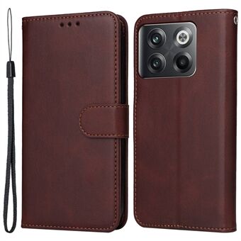 For OnePlus 10T 5G / Ace Pro 5G PU Leather Wallet Folio Phone Case Calf Texture Magnetic Flip Stand Shockproof Protective Cover with Strap