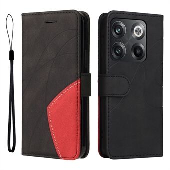 KT Leather Series-1 Anti-fall Phone Cover For OnePlus Ace Pro 5G / 10T 5G Dual-color Splicing PU Leather Phone Wallet Case Stand with Strap