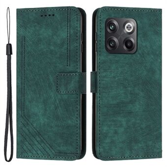 For OnePlus Ace Pro 5G / 10T 5G Imprinted Lines PU Leather Phone Cover Flip Stand Wallet Skin-touch Phone Case