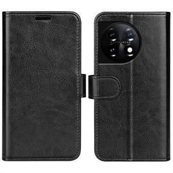 For OnePlus 11 5G Full Protection Crazy Horse Texture PU Leather Magnetic Phone Case Stand Wallet Flip Phone Cover