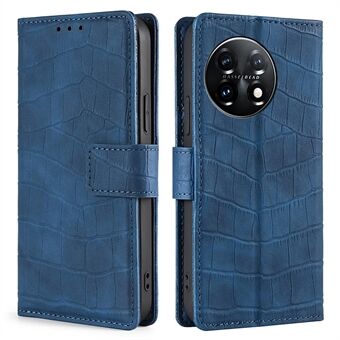 Skin-friendly Phone Case For OnePlus 11 5G, Wallet Stand Crocodile Texture PU Leather + TPU Anti-fall Cell Phone Cover