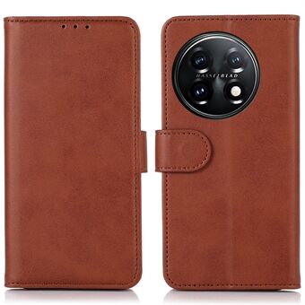 For OnePlus 11 5G Cowhide Texture PU Leather Stand Case Anti-drop Phone Wallet Cover