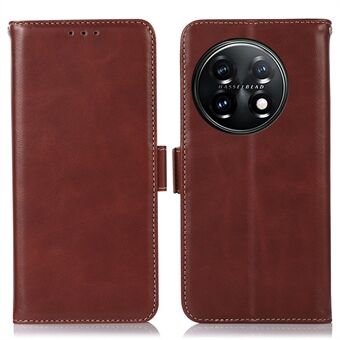 Shockproof Phone Case For OnePlus 11 5G, RFID Blocking Genuine Cowhide Leather Anti-scratch Phone Cover with Wallet Stand