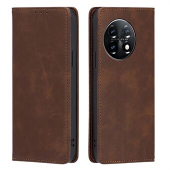 For OnePlus 11 5G Calf Texture Protective Phone Case Wallet Stand PU Leather Anti-drop Cell Phone Cover