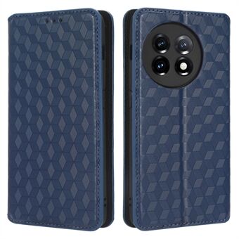 For OnePlus 11 5G Anti-scratch Protective Phone Case Stand Wallet Imprinted Rhombus Pattern PU Leather Phone Cover