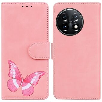 For OnePlus 11 5G Butterfly Printing Skin-friendly Flip Leather Wallet Cover Anti-drop Phone Case Stand