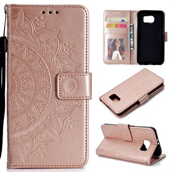 Imprint Flower Leather Wallet Stand Case for Samsung Galaxy S6 G920