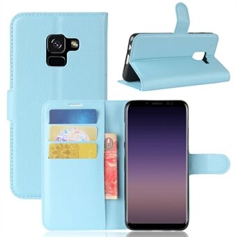 Litchi Skin PU Leather Wallet Stand Phone Shell for Samsung Galaxy A8 (2018)