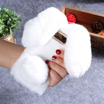 Rabbit Shape Fluffy Fur Coated Rhinestone TPU Case for Samsung Galaxy S10