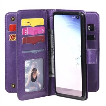 Large Capacity 10 Card Slots Leather Phone Cover Wallet Shell for Samsung Galaxy S10 4G