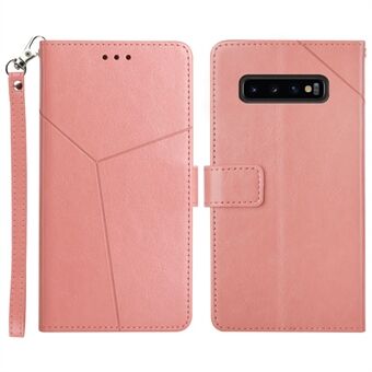 Y-shaped Line Imprinting Magnetic Closure PU Leather Stand Phone Case Wallet Cover for Samsung Galaxy S10 4G