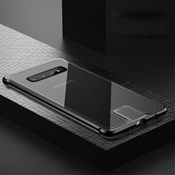 Leshield Series Metal Frame+Glass Phone Case Shell for Samsung Galaxy S10 Plus - Black