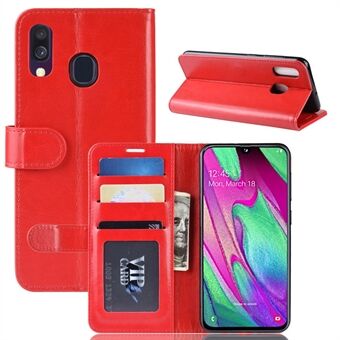 Crazy Horse PU Leather Flip Stand Cell Phone Cover with Wallet for Samsung Galaxy A40