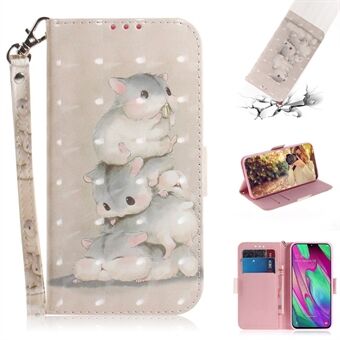 Pattern Printing Light Spot Decor Leather Protection Case for Samsung Galaxy A40