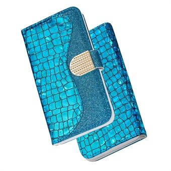 Crocodile Skin Glittery Powder Splicing Wallet Leather Case for Samsung Galaxy A40