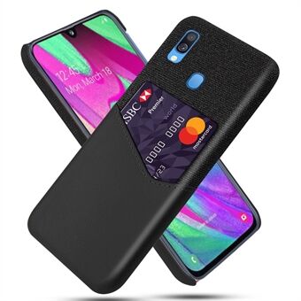 KSQ PC + PU + Cloth Hybrid Phone Back Cover Case with Card Slot for Samsung Galaxy A40