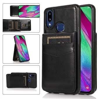 For Samsung Galaxy A40 Leather Coated TPU Case Phone Cover with Kickstand Card Slots