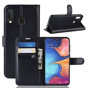 Litchi Texture Wallet Stand Leather Protective Phone Casing for Samsung Galaxy A20e