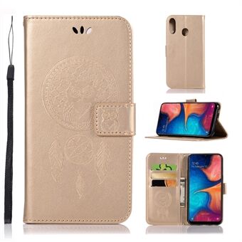 Imprinted Dream Catcher Owl Leather Wallet Case for Samsung Galaxy A20e