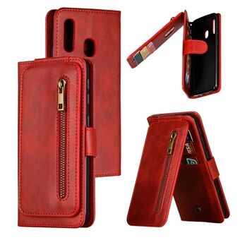 Zipper Pocket 9 Card Slots Leather Wallet Case for Samsung Galaxy A20e