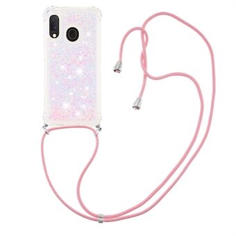 Quicksand Glitter Thickened Four Corner Soft TPU Phone Case Protector with Long Lanyard for Samsung Galaxy A20e/A10e