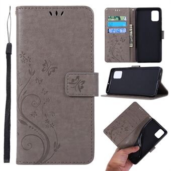 Imprint Butterflies Wallet Stand Flip Leather Phone Shell for Samsung Galaxy A51