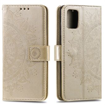 Imprinted Mandala Flower PU Leather Case Flip Stand Wallet Phone Cover with Strap for Samsung Galaxy A51 4G